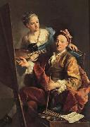 Georges desmarees Self-Portrait wiht his Daughter,Maria Antonia France oil painting reproduction